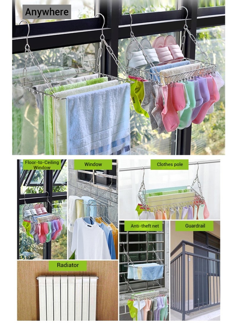 Indoor hang on wall multi-functional clips drying rack, large-capacity drying rack for babies and single travelers, not floor-standing - Image 4