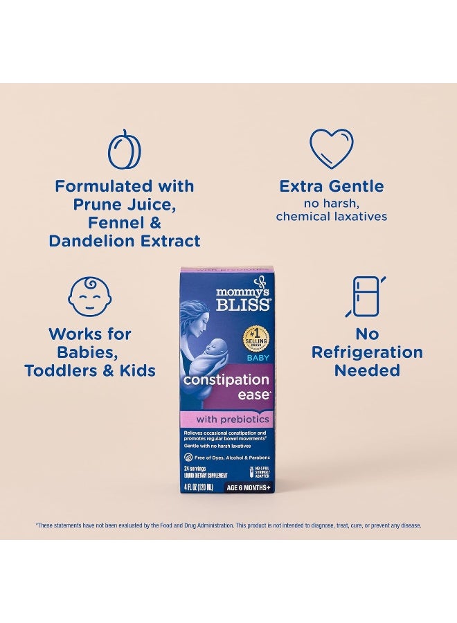 Mommy's Bliss Mommy's Bliss Constipation Ease + Prebiotics, Relieves Occasional Constipation, Gentle & Safe, No Harsh Laxatives, 4 Fl Oz Bottle (Pack of 1) - Image 4