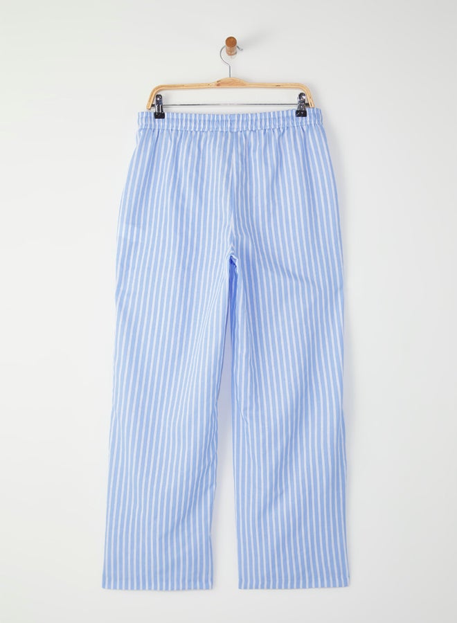 trendyol Blue Wide Fit Striped Woven Trousers Pajama Bottoms - Image 5