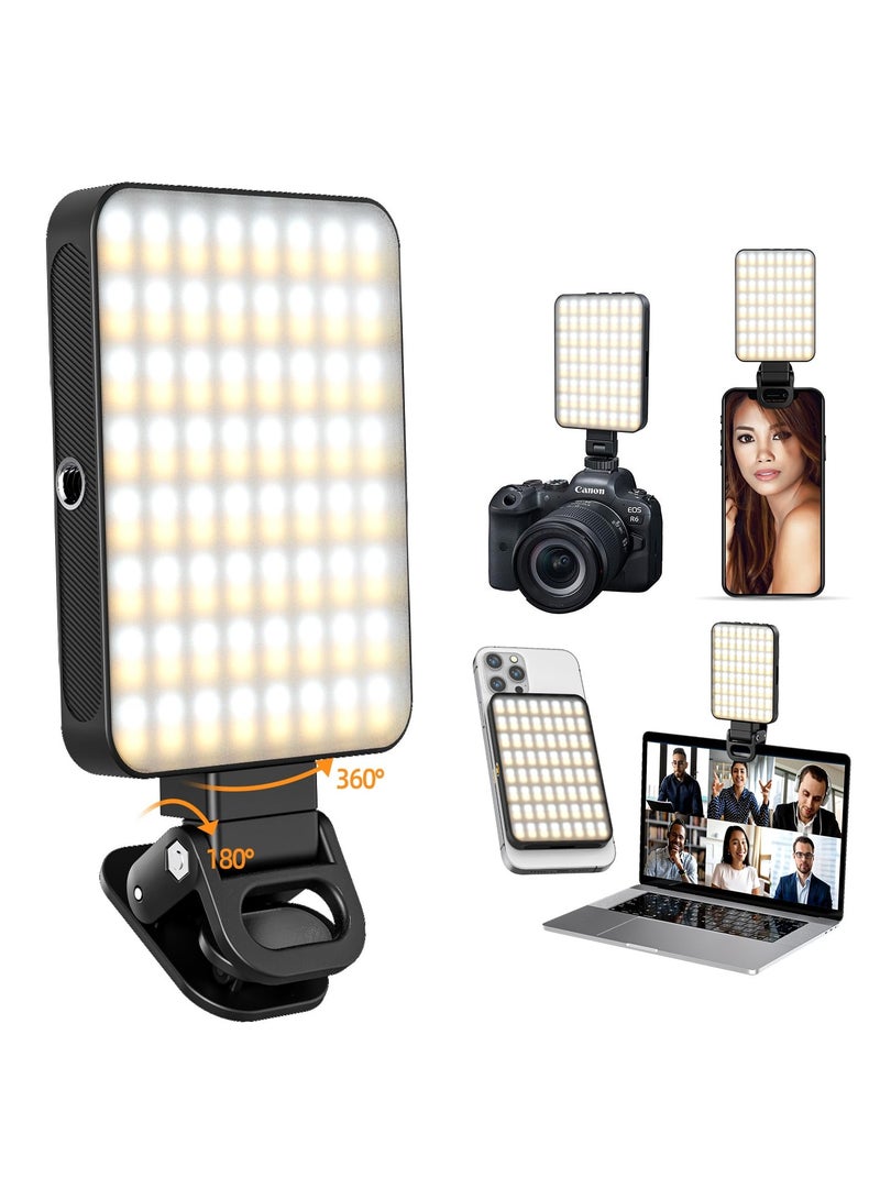 SYOSI ضوء سيلفي مغناطيسي قابل للشحن، 128 LED ضوء مملوء مع مشبك هاتف وحذاء بارد، 3 أوضاع إضاءة قابلة للتعديل لسيلفي هاتف مagsafe، لابتوب، آيباد، تيك توك، فيديو مدونة، مكياج، بث مباشر - Image 1