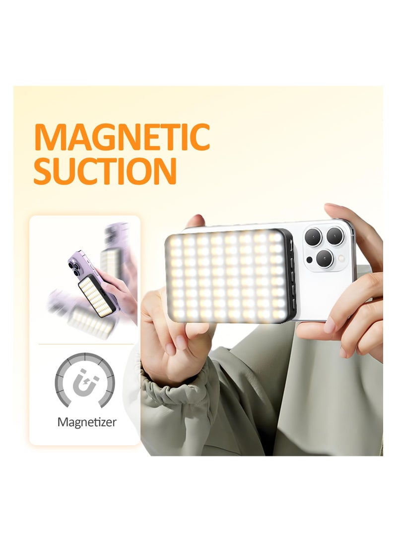 SYOSI ضوء سيلفي مغناطيسي قابل للشحن، 128 LED ضوء مملوء مع مشبك هاتف وحذاء بارد، 3 أوضاع إضاءة قابلة للتعديل لسيلفي هاتف مagsafe، لابتوب، آيباد، تيك توك، فيديو مدونة، مكياج، بث مباشر - Image 2