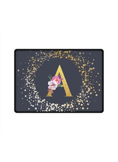 Designer Gaming Mouse Pad  Anti-Skid Mousepad Large Keyboard Mouse Pad Desk Mat Custom Monogram Initial Letter Floral Pattern Alphabet - A  (Grey)