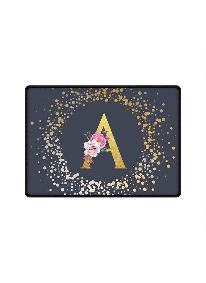 Stylizedd - Designer Gaming Mouse Pad  Anti-Skid Mousepad Large Keyboard Mouse Pad Desk Mat Custom Monogram Initial Letter Floral Pattern Alphabet - A  (Grey) - Image 1