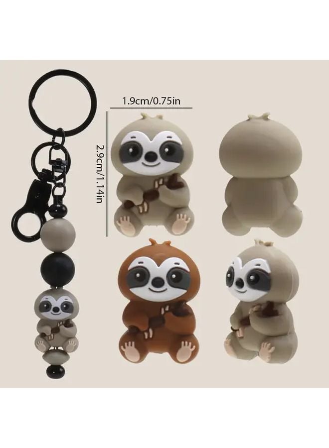 Sloth Gray 5pcs Cute 3D Silicone Beads For Bracelet Keychain DIY Friendship Craft - Image 5