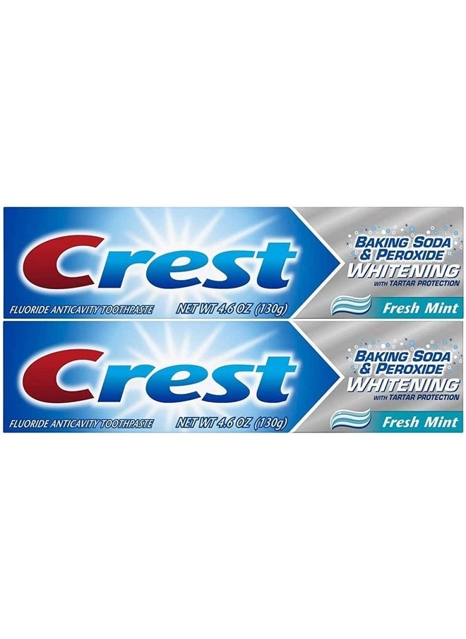 Crest Baking Soda & Peroxide Whitening Toothpaste with Tartar Protection, Fresh Mint 4.2 oz (119) - Pack of 2 
