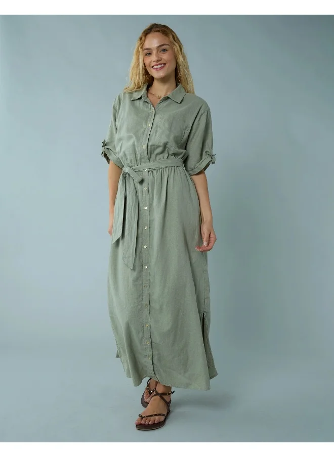 American Eagle AE Short-Sleeve Midi Shirt Dress