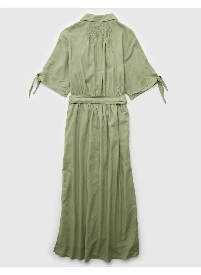امريكان ايجل AE Short-Sleeve Midi Shirt Dress