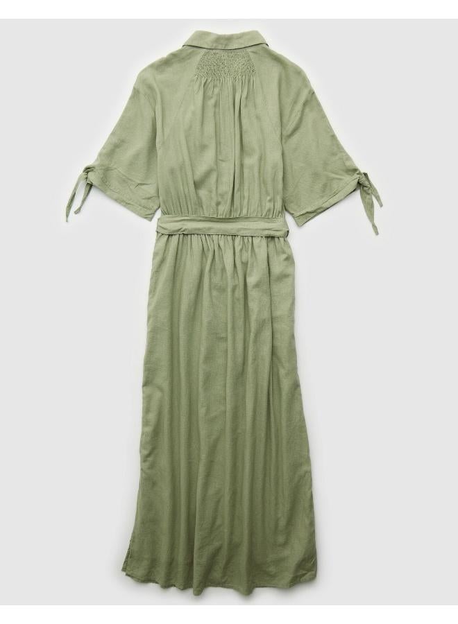 American Eagle AE Short-Sleeve Midi Shirt Dress  - Image 2