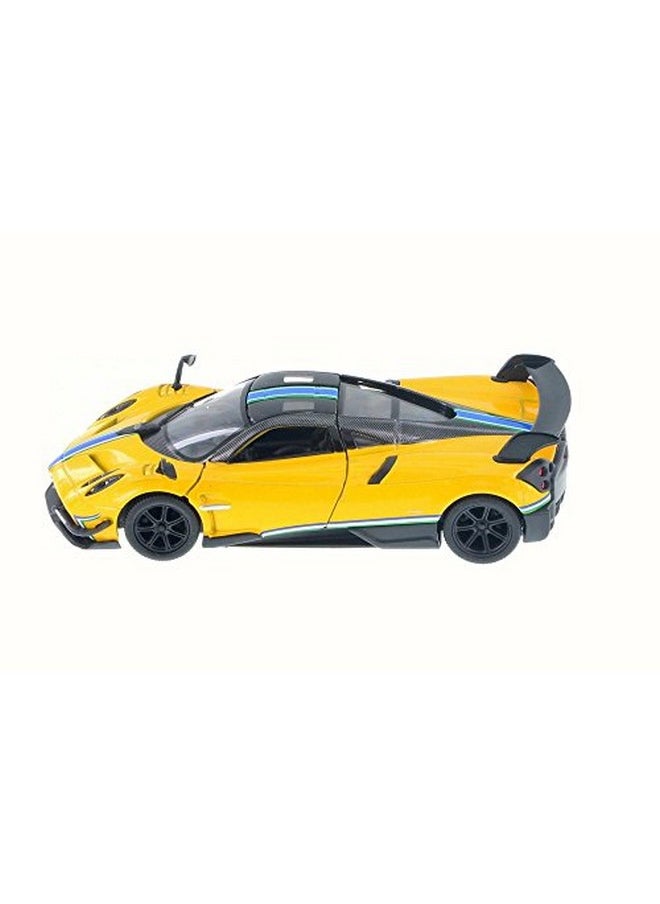 Kinsmart 2016 Pagani Huayra Bc Yellow W/Race Strips 5" 138 Scale Die Cast Model Toy Car W/Pullback Action  - Image 1