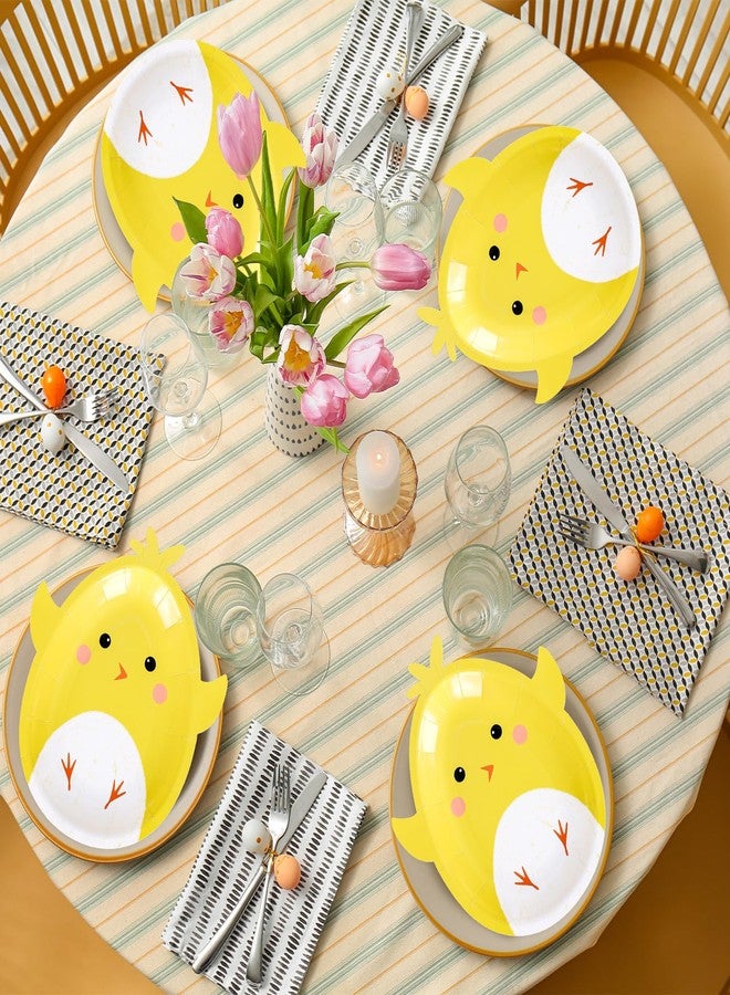Whaline Chick Paper Plates Cartoon Yellow Chicken Shape Disposable Plates 9 Inch Easter Party Tableware for Birthday Baby Shower Farmhouse Table Supplies 24 Pcs 7.6 x 9.1in - Image 5