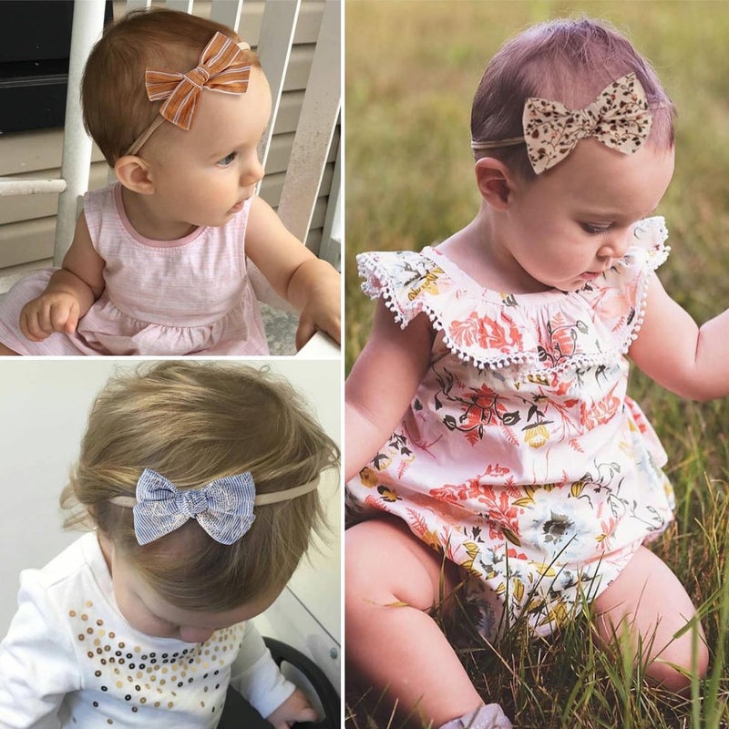 VISBL Baby Girl Headbands and Bows, Newborn Infant Toddler Nylon Hairbands Hair Accessories - Image 5