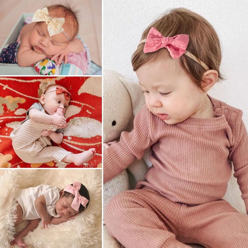 VISBL Baby Girl Headbands and Bows, Newborn Infant Toddler Nylon Hairbands Hair Accessories - Image 4