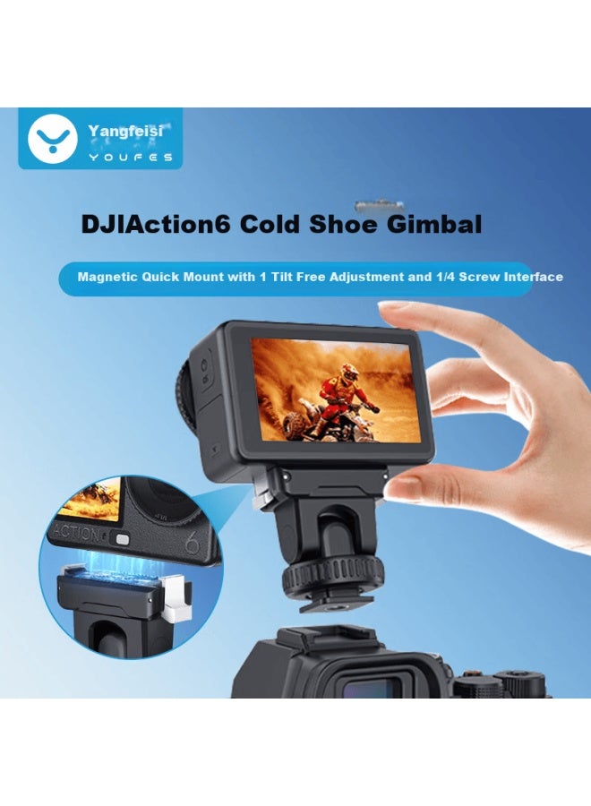 Youfes Yangfeisi Dji Action 6 Cold Shoe Mount Sports Camera Gimbal Hot Shoe Bracket Phone Dslr Photography Expansion Fill Light Accessory - Image 1