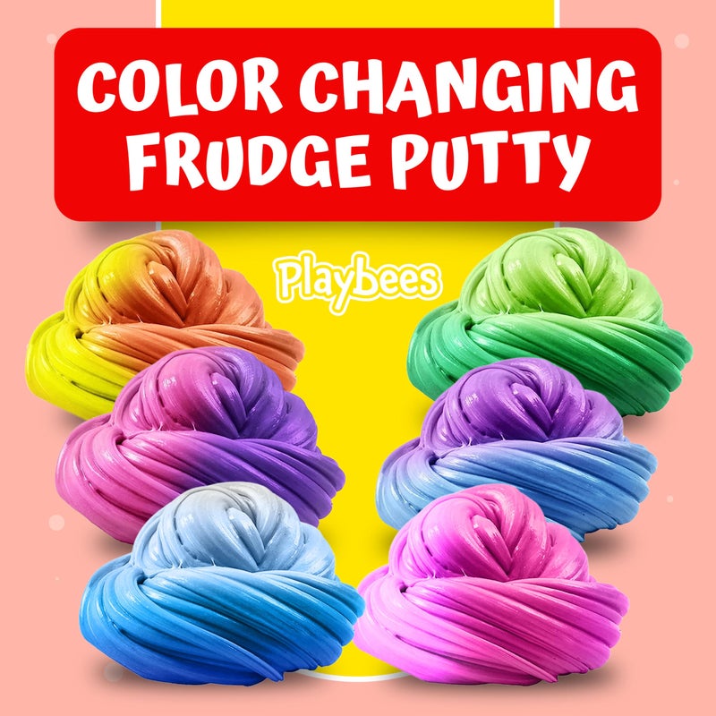 Playbees Color Changing Therapy Putty 6 Pack - Silly Mini Thinking Slime for Sensory Play, Educational Games, Fidget Toy 8-15 - Heat Sensitive Magical Color Shifts - Slime Favors 0.5 Oz - Image 2