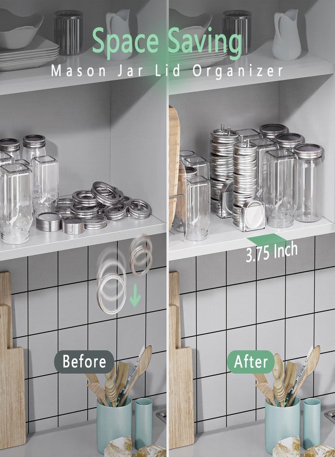 TOWARDFUN Mason Jar Lid Storage Organizer, Space-Saving Holder for Mason/Canning Lids, Easy Access Rack for 12 Wide & 12 Regular Mouth Lids and Rings Inside Cabinet, Countertop (Acrylic) - Image 2