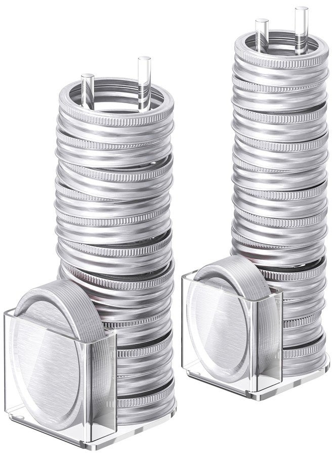 TOWARDFUN Mason Jar Lid Storage Organizer, Space-Saving Holder for Mason/Canning Lids, Easy Access Rack for 12 Wide & 12 Regular Mouth Lids and Rings Inside Cabinet, Countertop (Acrylic) - Image 1