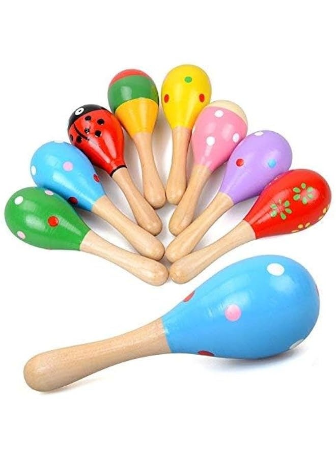 DURKU Wooden Maracas Rattles Egg Shaker Children Musical Party Favour Infant Sand Hammer Toy Random Colour Pattern - Image 2