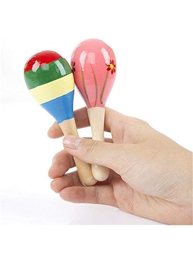 DURKU Wooden Maracas Rattles Egg Shaker Children Musical Party Favour Infant Sand Hammer Toy Random Colour Pattern - Image 3
