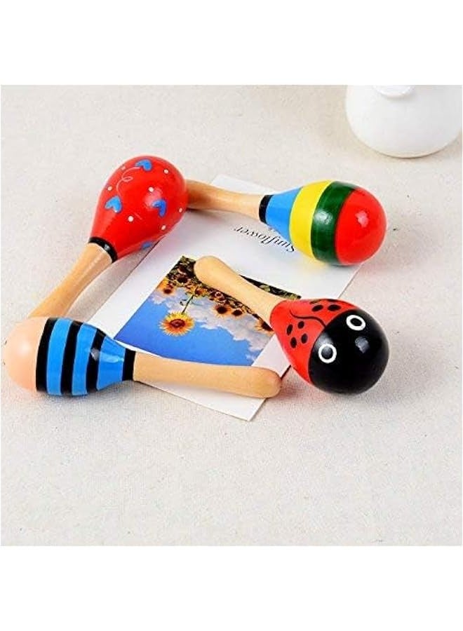 DURKU Wooden Maracas Rattles Egg Shaker Children Musical Party Favour Infant Sand Hammer Toy Random Colour Pattern - Image 5