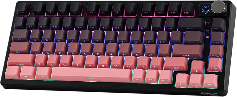 EPOMAKER HE75 Mechanical Keyboard with Changeable Knob Module, Wireless Gaming Keyboard with 4000mAh Battery, Hot-Swappable Gasket Keyboard with RGB Backlight for Mac/WIN (Black Pink) - Image 1
