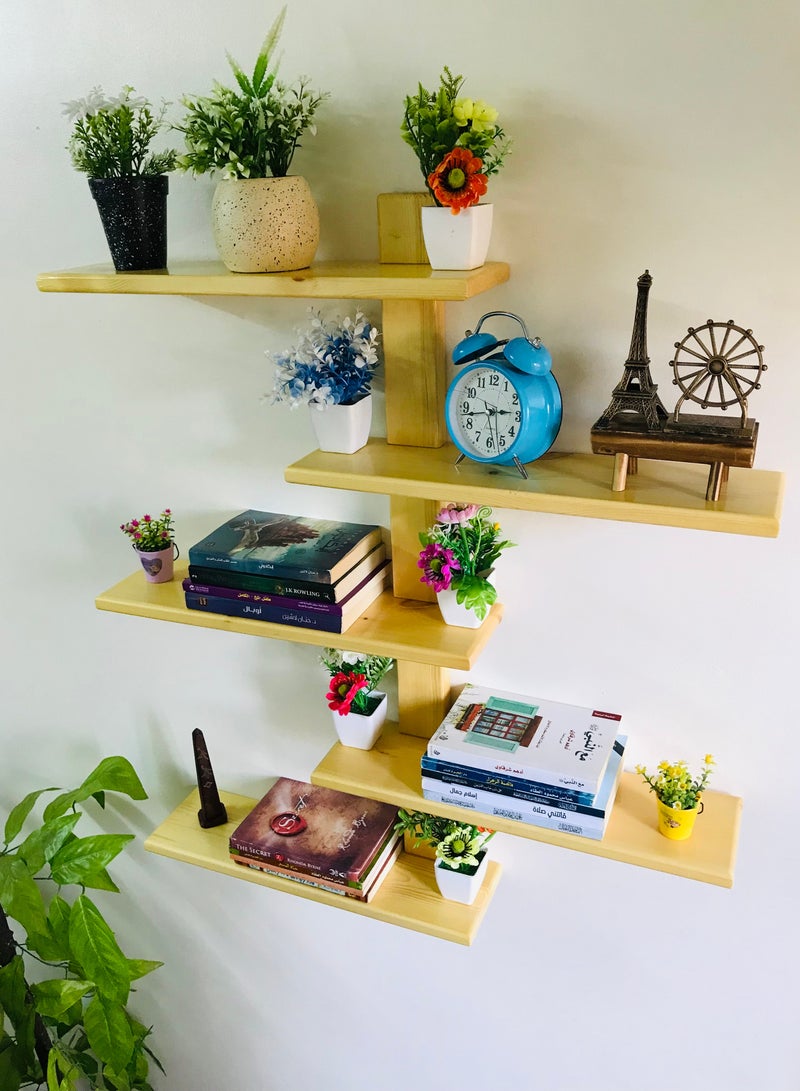 5 decorative shelves made of high-quality natural musky wood, insulated with more than one layer of service and transparent paint to preserve the quality, beauty and color of the natural wood.  - Image 3