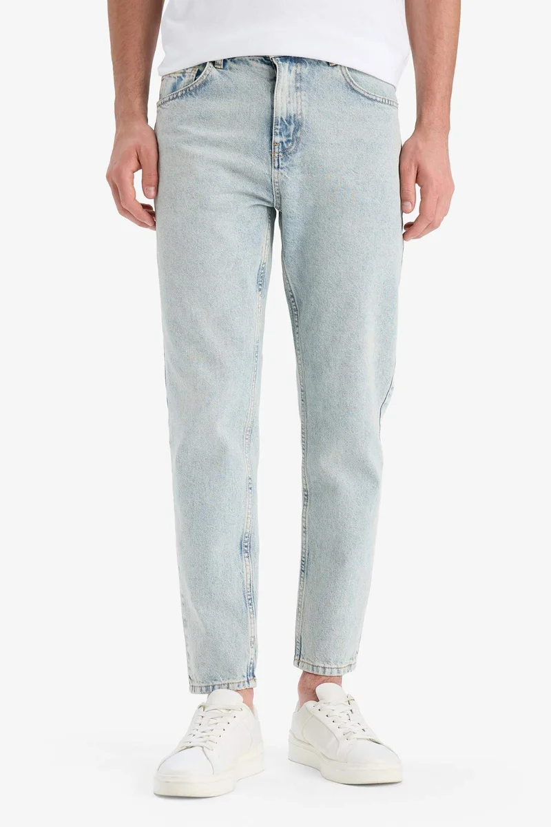 Defacto  Cotton 90's Slim Fit High Waist Washed Jeans for Men | Best Price UAE