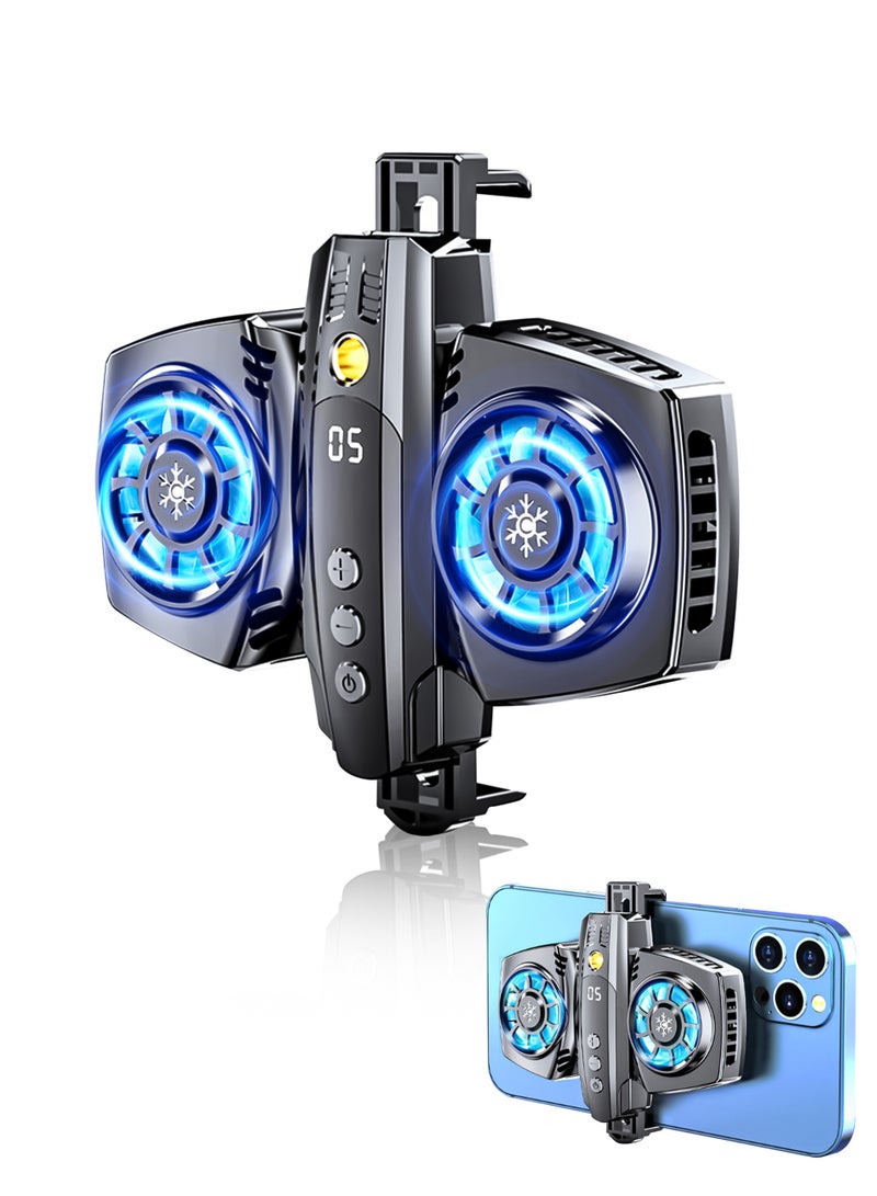 إطار خلفي لتبريد الهاتف المحمول، مروحتان للتبريد، مروحة تبريد محمولة للهاتف المحمول، مروحة عالمية للهاتف المحمول للبث المباشر على تيك توك وغيرها من أجهزة تبريد الهواتف المحمولة. - Image 1