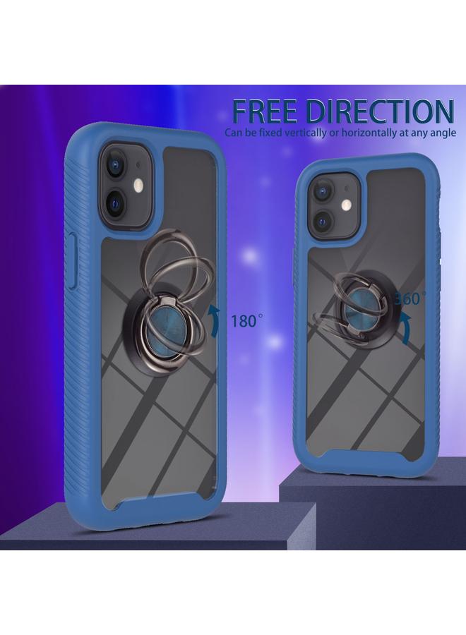 زبون جراب لهاتف iPhone 12 mini Starry Sky بلون سادة مقاوم للصدمات من البولي كربونات + جراب واقٍ من مادة TPU مع حامل حلقي ووظيفة مغناطيسية - Image 4