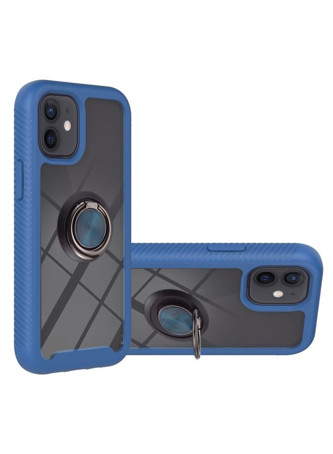 زبون جراب لهاتف iPhone 12 mini Starry Sky بلون سادة مقاوم للصدمات من البولي كربونات + جراب واقٍ من مادة TPU مع حامل حلقي ووظيفة مغناطيسية - Image 1