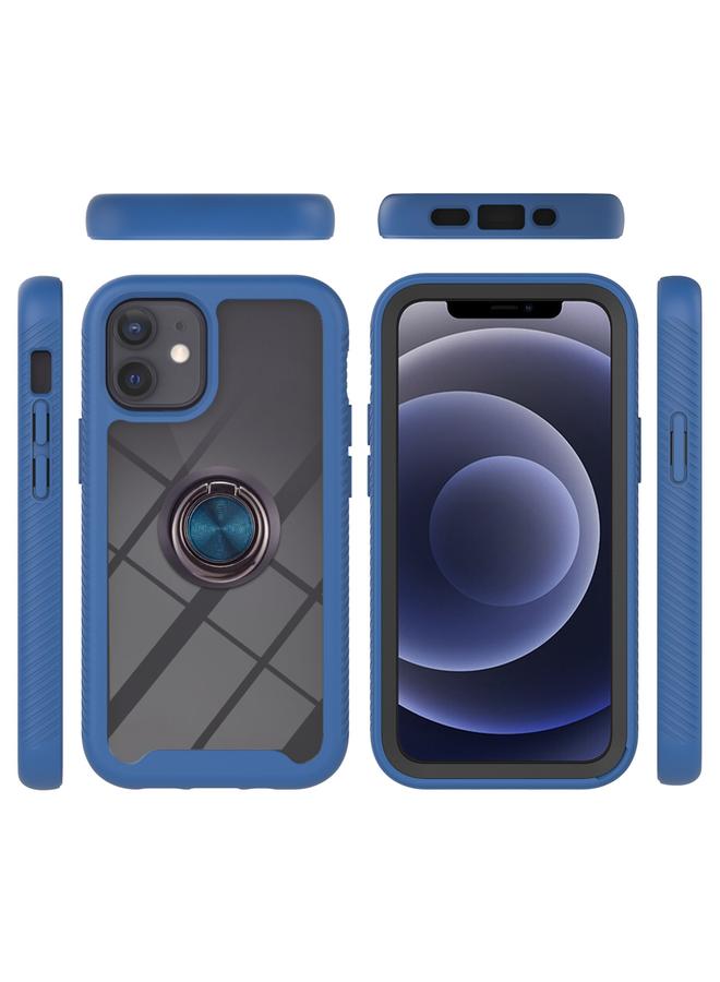 زبون جراب لهاتف iPhone 12 mini Starry Sky بلون سادة مقاوم للصدمات من البولي كربونات + جراب واقٍ من مادة TPU مع حامل حلقي ووظيفة مغناطيسية - Image 2