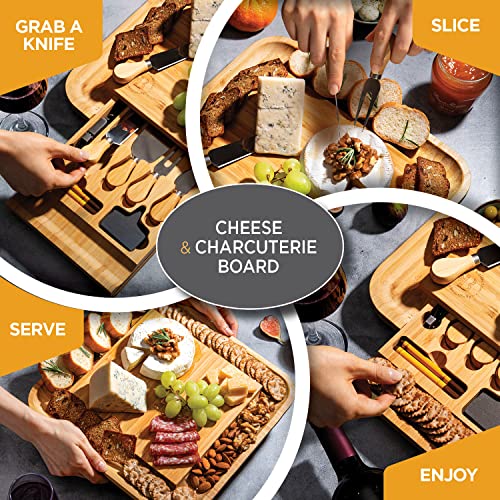 Bambüsi Charcuterie Board Gift Set - Bamboo Cheese Board and Knife Set - Housewarming Gifts for New Home, Wedding Gifts for Couples 2025, Bridal Shower Gifts, Birthday Gifts for Women - Image 5