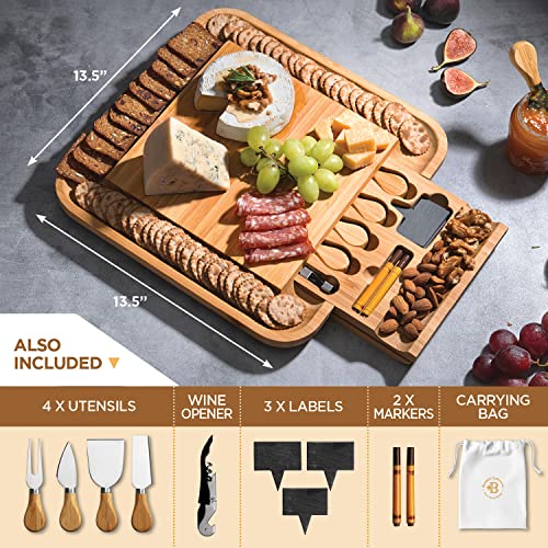 Bambüsi Charcuterie Board Gift Set - Bamboo Cheese Board and Knife Set - Housewarming Gifts for New Home, Wedding Gifts for Couples 2025, Bridal Shower Gifts, Birthday Gifts for Women - Image 3