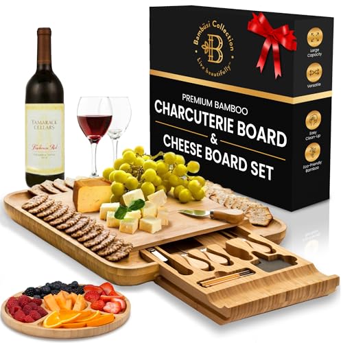 Bambüsi Charcuterie Board Gift Set - Bamboo Cheese Board and Knife Set - Housewarming Gifts for New Home, Wedding Gifts for Couples 2025, Bridal Shower Gifts, Birthday Gifts for Women - Image 1