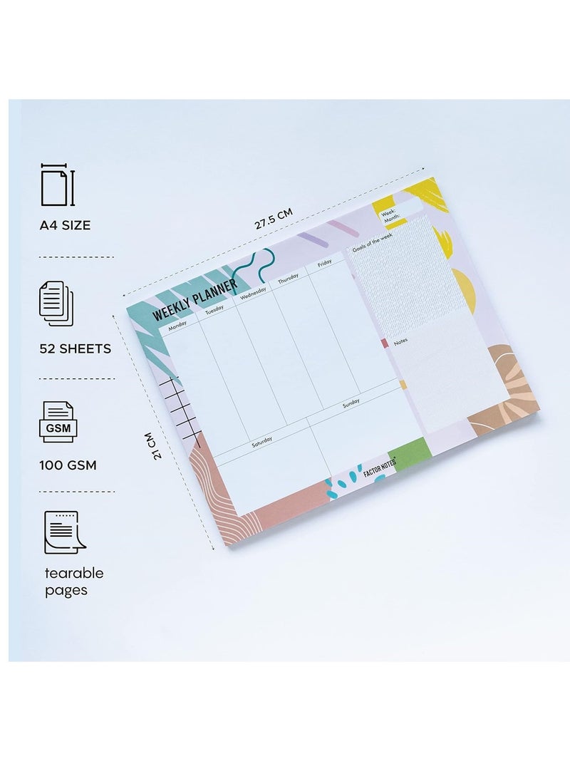 FACTOR NOTES A4 Size Weekly Planner Tear-Off Notepad 52 Sheets  - Image 2