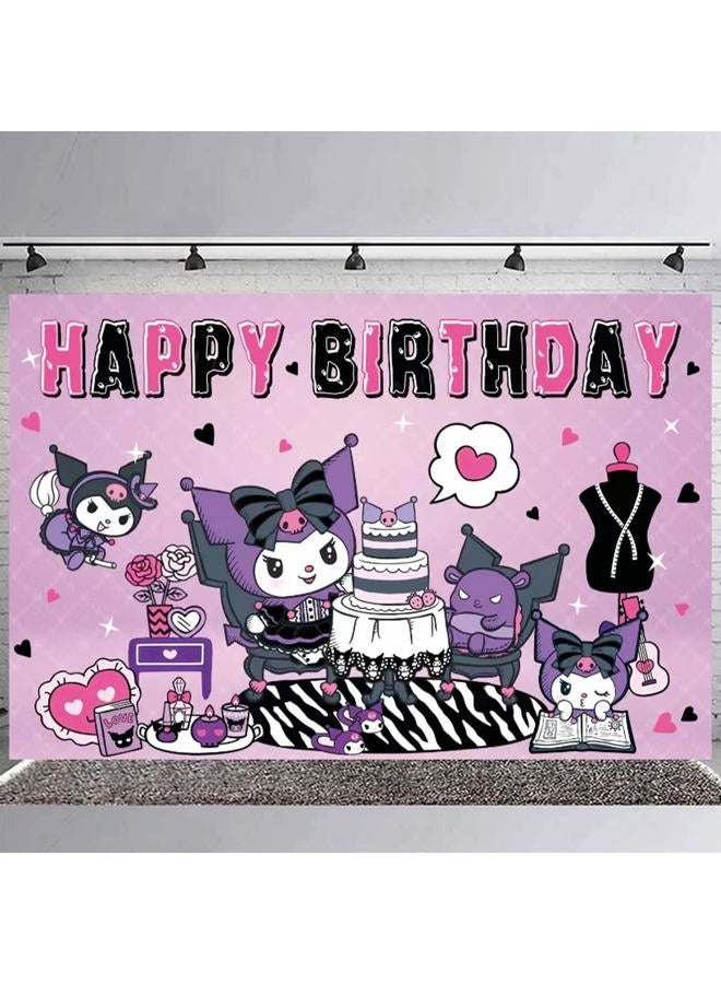 PINUO 𝓴𝓾𝓻𝓸𝓶𝓲 Birthday Party Backdrop, 𝓴𝓾𝓻𝓸𝓶𝓲 Birthday Party Decoration,𝓴𝓾𝓻𝓸𝓶𝓲 Themed Happy Birthday Banner Shoot Photo Backgrounds Props for Boys and Girls Party 5x3ft - Image 3