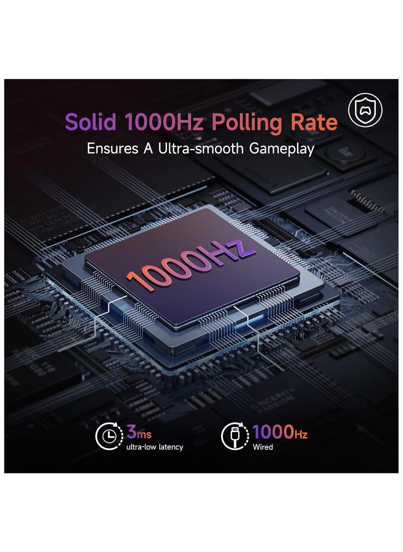 EasySMX EasySMX X20 Wireless Gaming Controller with RGB Backlit, 2-Stage Hall Effect Stick, 1000Hz Polling Rate, 6-Axis Gyro on Multi-Platform, Mech Buttons- Compatible with PC/Switch/Steam/Android  - Image 3