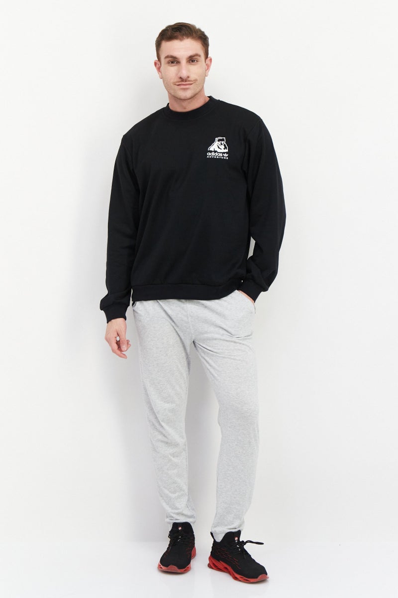 adidas Originals Men Sportswear Fit Long Sleeve Training Sweatshirt, Black  - Image 3