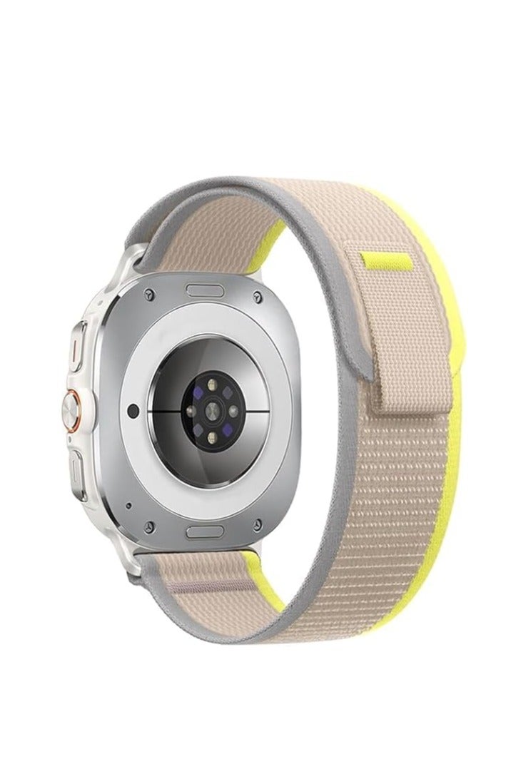 Trail Loop Strap for Samsung Galaxy Watch 7 Ultra 47mm Nylon Sport Watchband No Gap Men's Wristband Yellow Gray