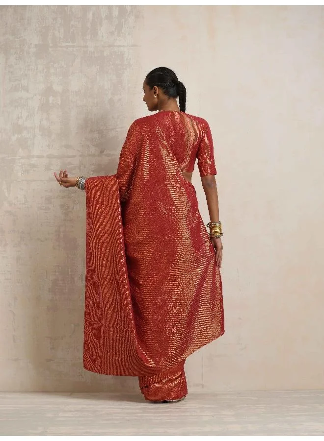 ترو برونز trueBrowns Maroon Gold Lurex Ready To Wear Saree
