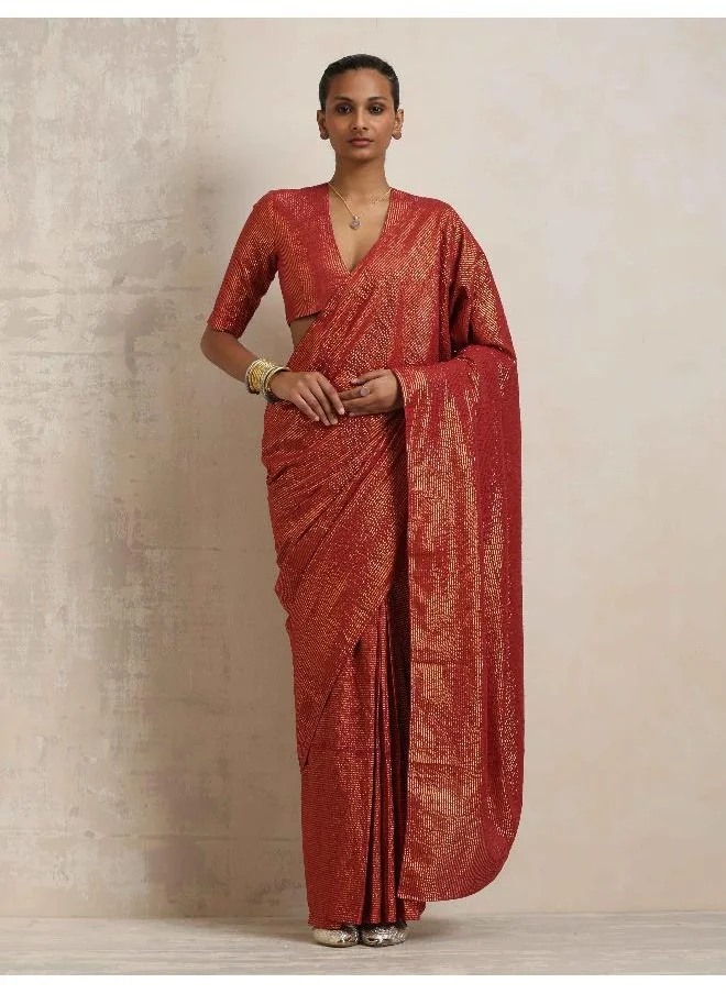 ترو برونز trueBrowns Maroon Gold Lurex Ready To Wear Saree