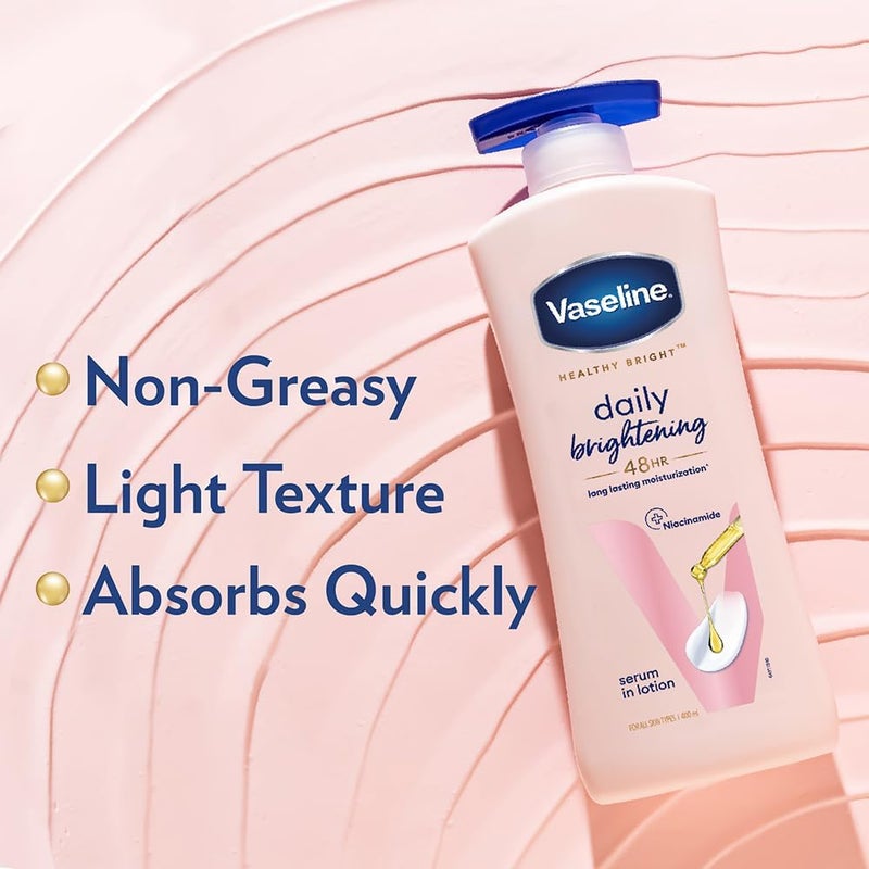 Vaseline لوشن فازلين الصحي المشرق 400 مل مرطب يومي مضيء مع واقي شمس للبشرة الجافة يمنح بشرة متألقة غير دهنية للرجال والنساء - Image 5