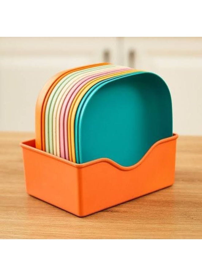 10 Plate with Stand Food Grade Plate Plastic Multi-function Creative Spit Bone Dish Household Dish Round Square Elliptical Plate Set Dining Table Garbage Plate - Image 1