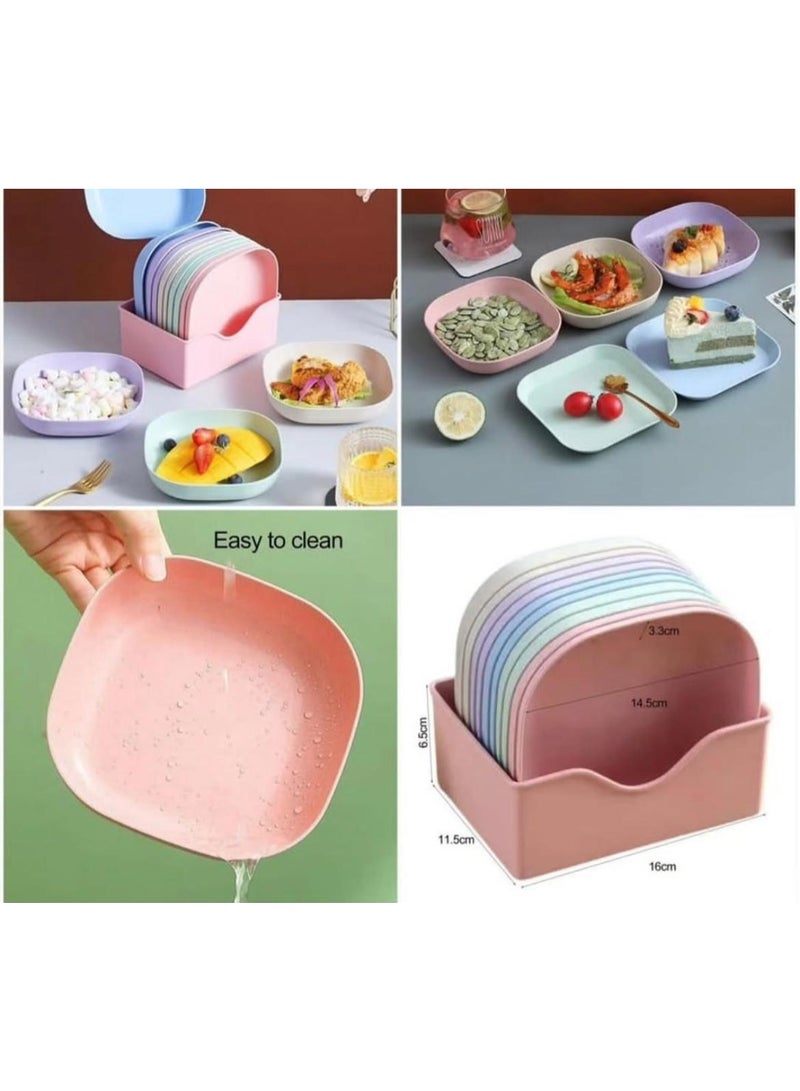10 Plate with Stand Food Grade Plate Plastic Multi-function Creative Spit Bone Dish Household Dish Round Square Elliptical Plate Set Dining Table Garbage Plate - Image 2