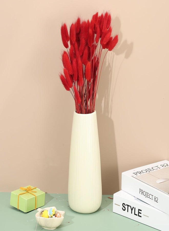 PATIKIL 15.7in Bunny Tails Dried Flowers, 80pcs Pampas Grass Decor Rabbit Tail Natural Pampas Grass Bulk Fluffy Faux Pampas Grass Dried for Home Boho Decor Vase Wedding Table, Red - Image 4