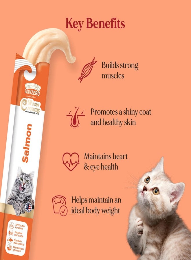 Grain Zero Creamy Lickable Cat Treats 360g (20 Sachets + 4 Free) | Salmon | Rich in Protein, Promotes Hydration | No Artificial Preservatives | Best for Training & Bonding | All Life Stages - Image 2