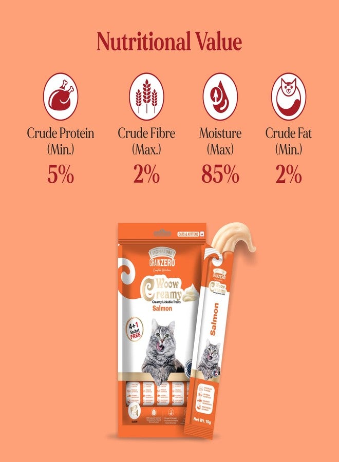 Grain Zero Creamy Lickable Cat Treats 360g (20 Sachets + 4 Free) | Salmon | Rich in Protein, Promotes Hydration | No Artificial Preservatives | Best for Training & Bonding | All Life Stages - Image 5