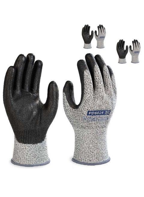 Cut Resistant Work Gloves, Excefore Safety Work Gloves PU Palm Coated Gloves, Warehouse Construction All Purpose Work Gloves (3 Pairs)