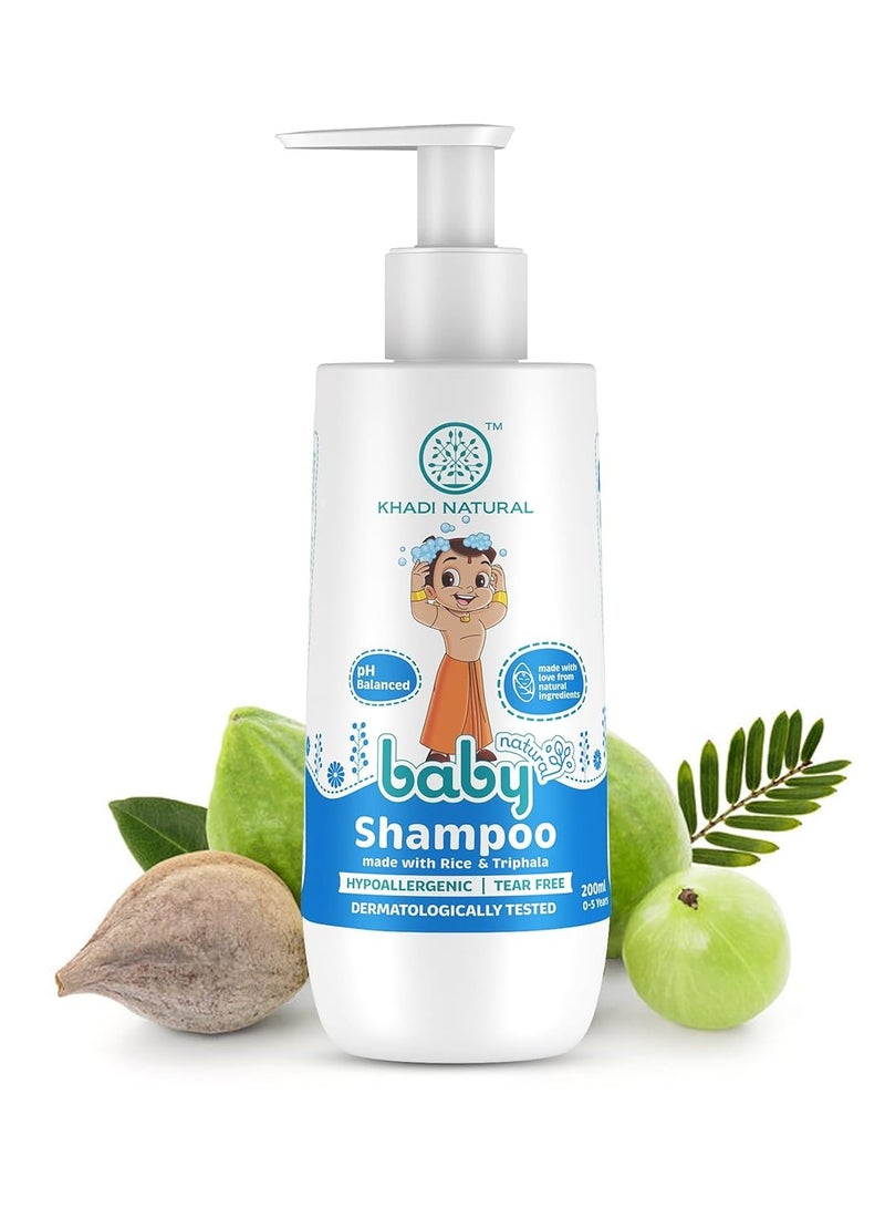 Khadi Natural baby Shampoo With Rice and Triphala Hypoallergenic and Tear Free Baby Care 0-5 years pH Balanced Gentle Shampoo for Babies 200 ml - Image 1