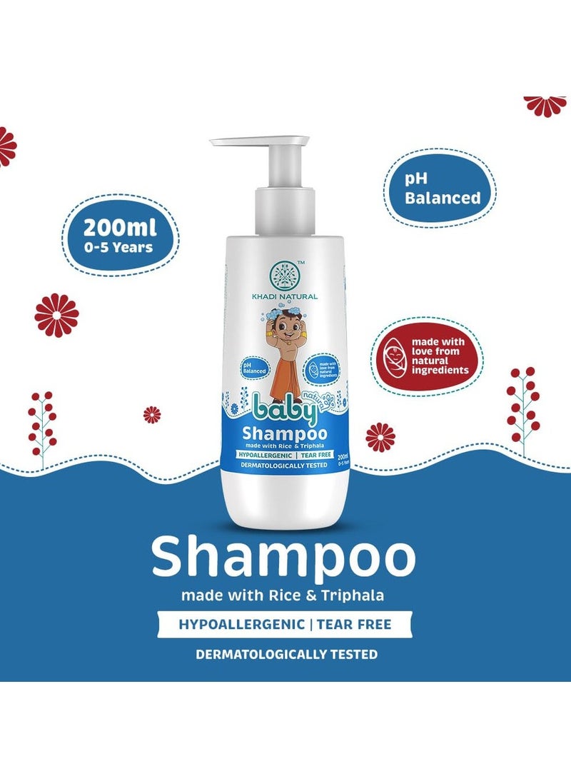 Khadi Natural baby Shampoo With Rice and Triphala Hypoallergenic and Tear Free Baby Care 0-5 years pH Balanced Gentle Shampoo for Babies 200 ml - Image 2