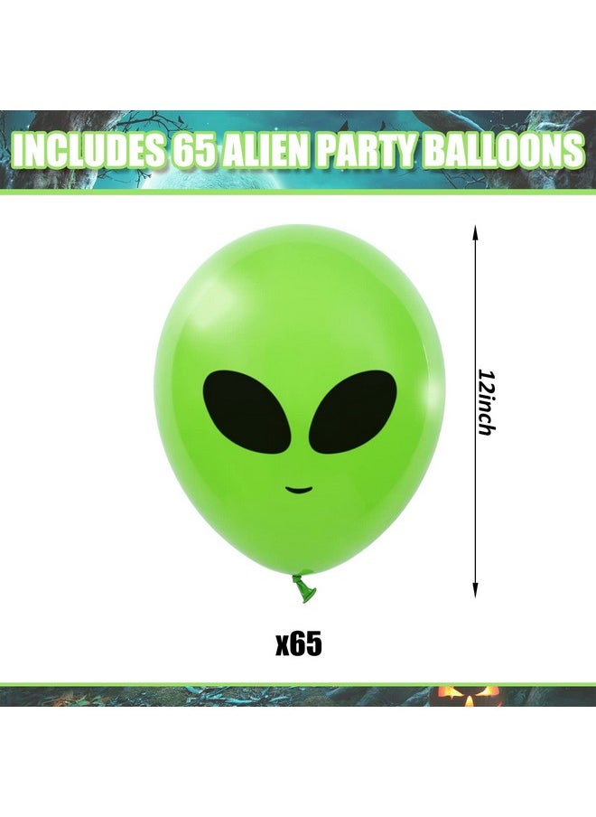 وولاين بالونات Whaline 65 قطعة من بالونات Alien باللون الأخضر للحفلات من اللاتكس بالونات UFO زينة كائنات فضائية من الفضاء الخارجي لحفلات أعياد الميلاد ومستلزمات حفلات استقبال المولود وديكورات خلفية المنزل  - Image 2